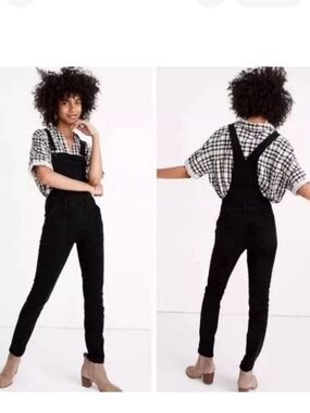 Abercrombie & Fitch Black Denim Skinny Overalls